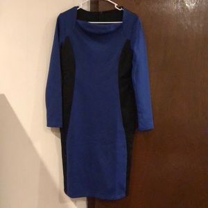 Med. Royal Blue & Black Block Dress, Never Worn.